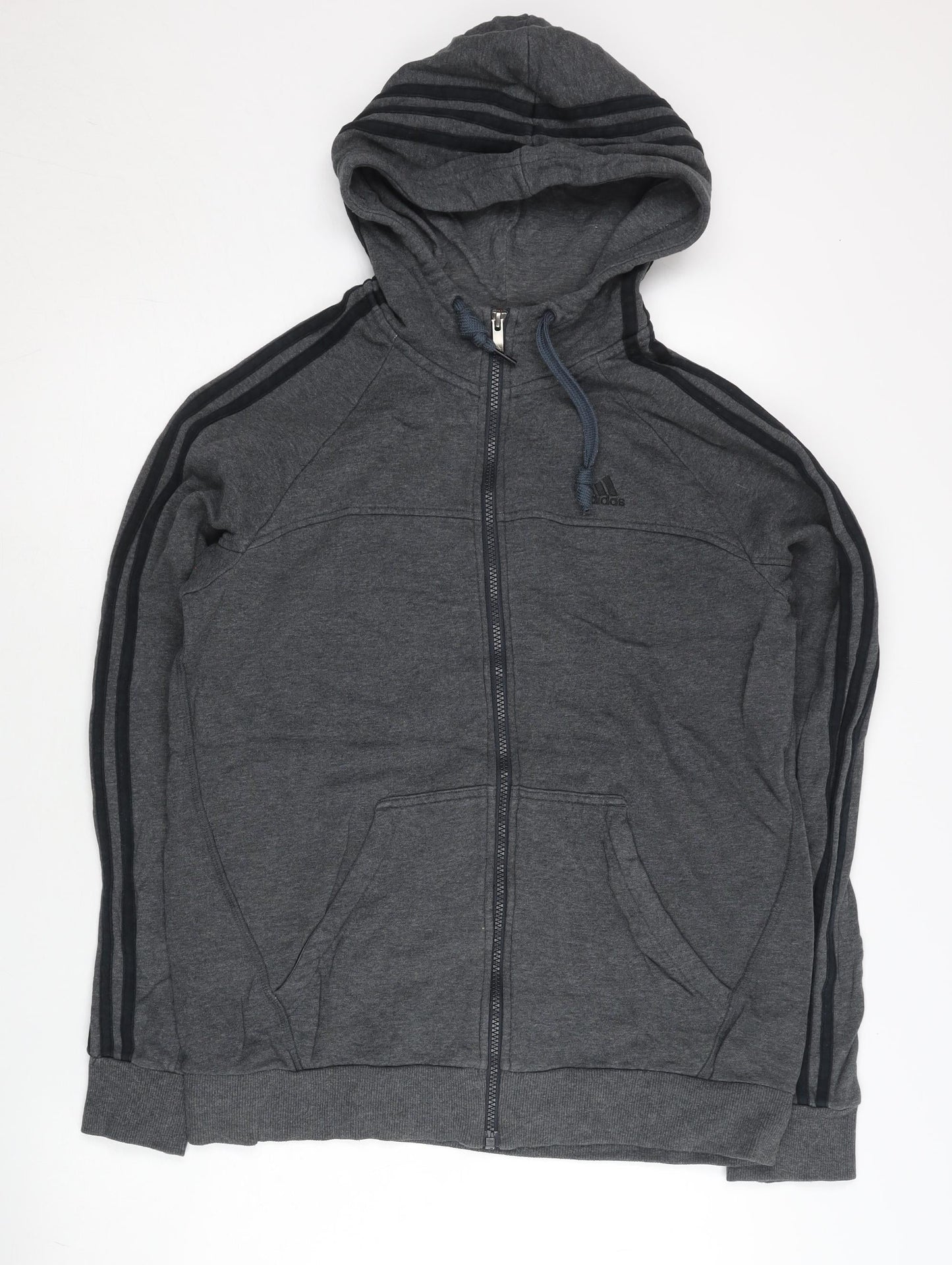 Adidas Mens Grey Full Zip Hoodie Jacket Size M Sportswear