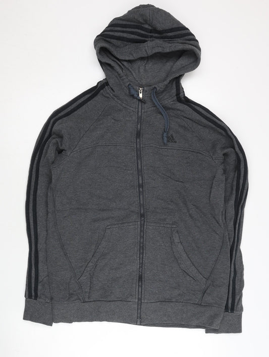 Adidas Mens Grey Full Zip Hoodie Jacket Size M Sportswear