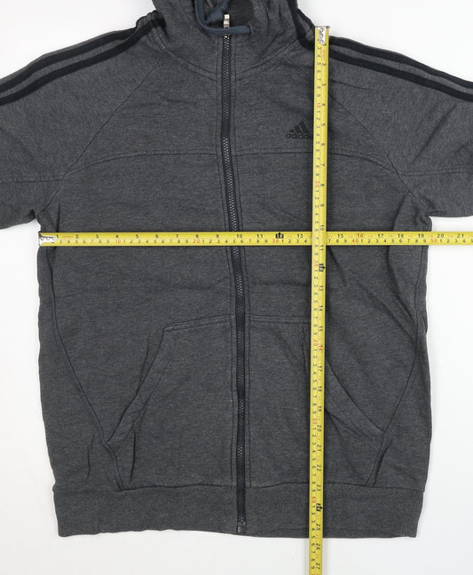 Adidas Mens Grey Full Zip Hoodie Jacket Size M Sportswear