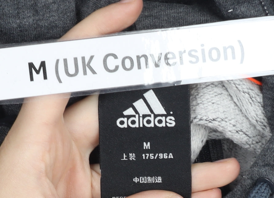 Adidas Mens Grey Full Zip Hoodie Jacket Size M Sportswear