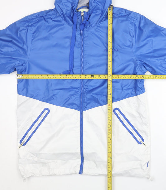 Adidas Neo Men's Blue White Windbreaker Jacket L Polyester Hooded