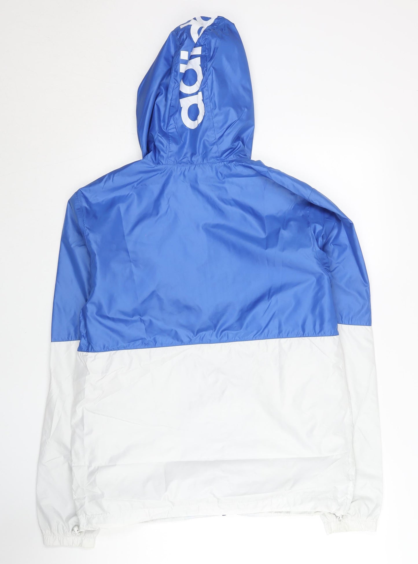 Adidas Neo Men's Blue White Windbreaker Jacket L Polyester Hooded