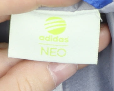 Adidas Neo Men's Blue White Windbreaker Jacket L Polyester Hooded