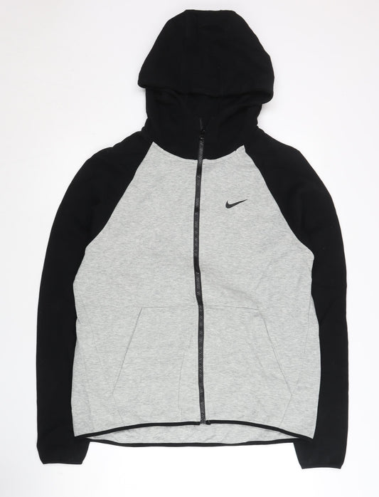 Nike Mens XL Grey Black Full Zip Hoodie Jacket Regular Fit