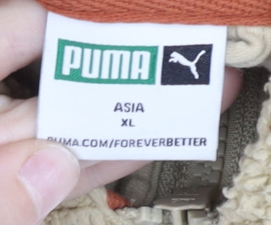 Puma Men’s Beige Colour Block Fleece Hooded Full Zip Jacket L