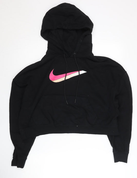 Nike Womens Black Small Pullover Hoodie Sweatshirt Logo Cotton