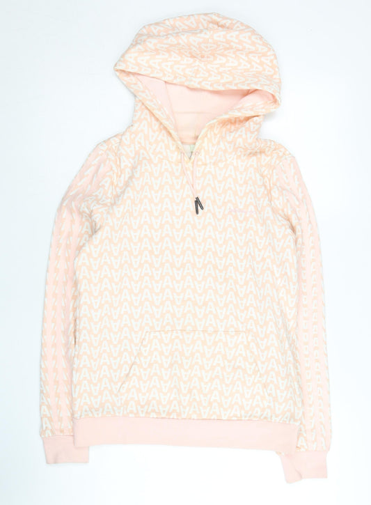Adidas Womens Pink Logo Hoodie UK 10 Pullover Cotton Blend