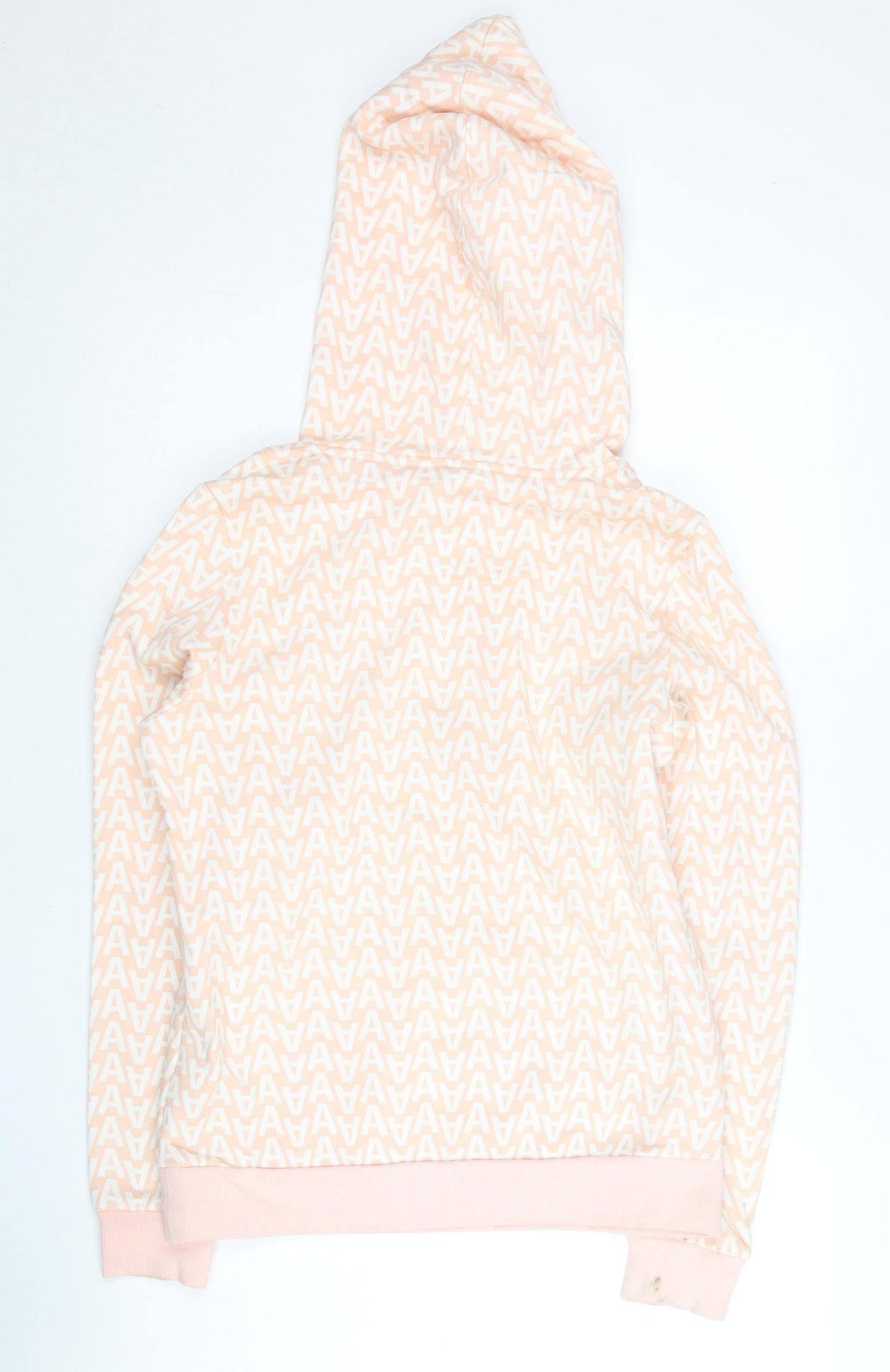 Adidas Womens Pink Logo Hoodie UK 10 Pullover Cotton Blend