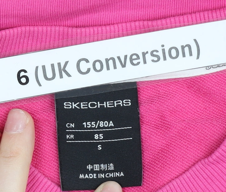 Skechers Womens Pink Crew Neck Pullover Sweatshirt Size UK 6 Cotton Blend