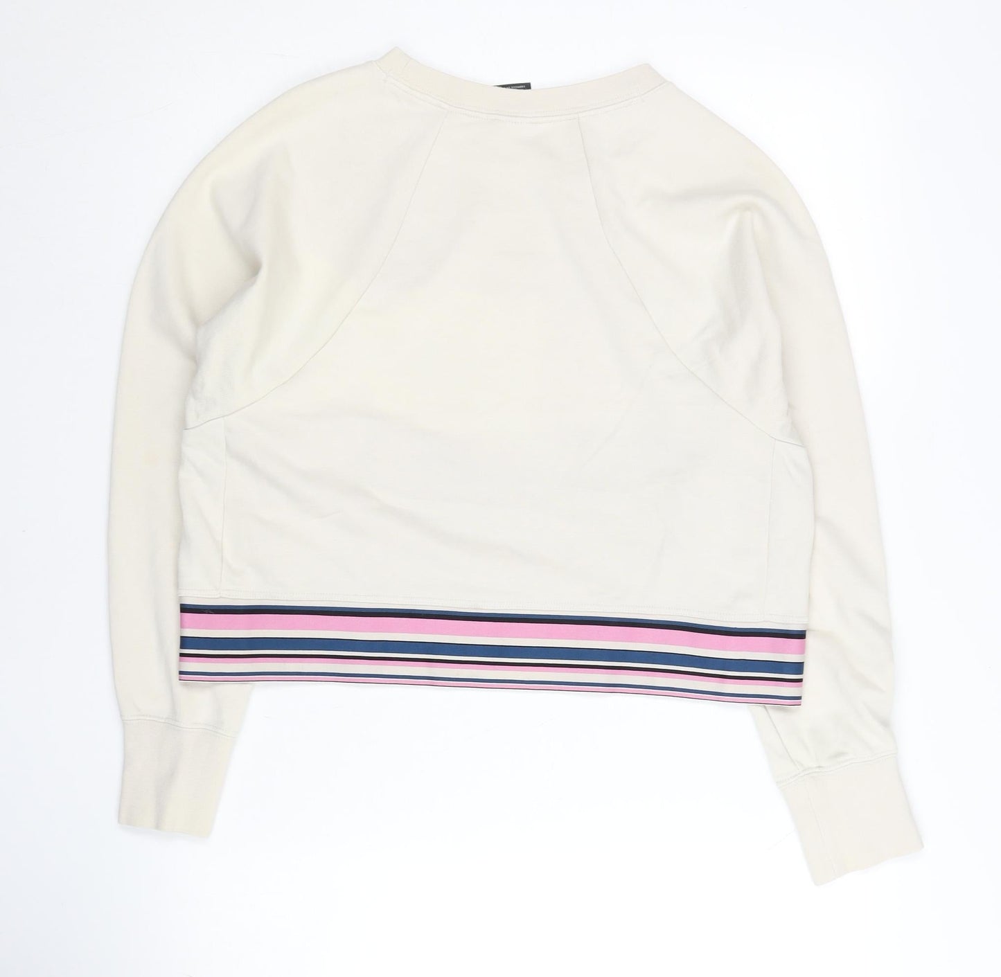 Nike Pro Women’s Beige Sweatshirt Medium Striped Hem Dri-FIT