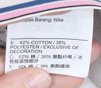Nike Pro Women’s Beige Sweatshirt Medium Striped Hem Dri-FIT