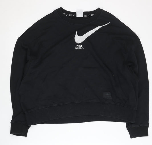 Nike Women’s Black Medium Pullover Sweatshirt Crew Neck Logo