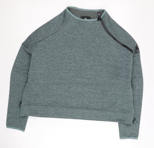 Adidas Women’s Green Pullover Sweatshirt Size 12 Raglan Sleeve