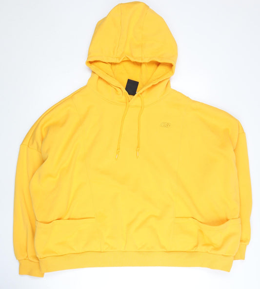 Skechers Womens Yellow Hoodie Size 12 Pullover Fleece Logo