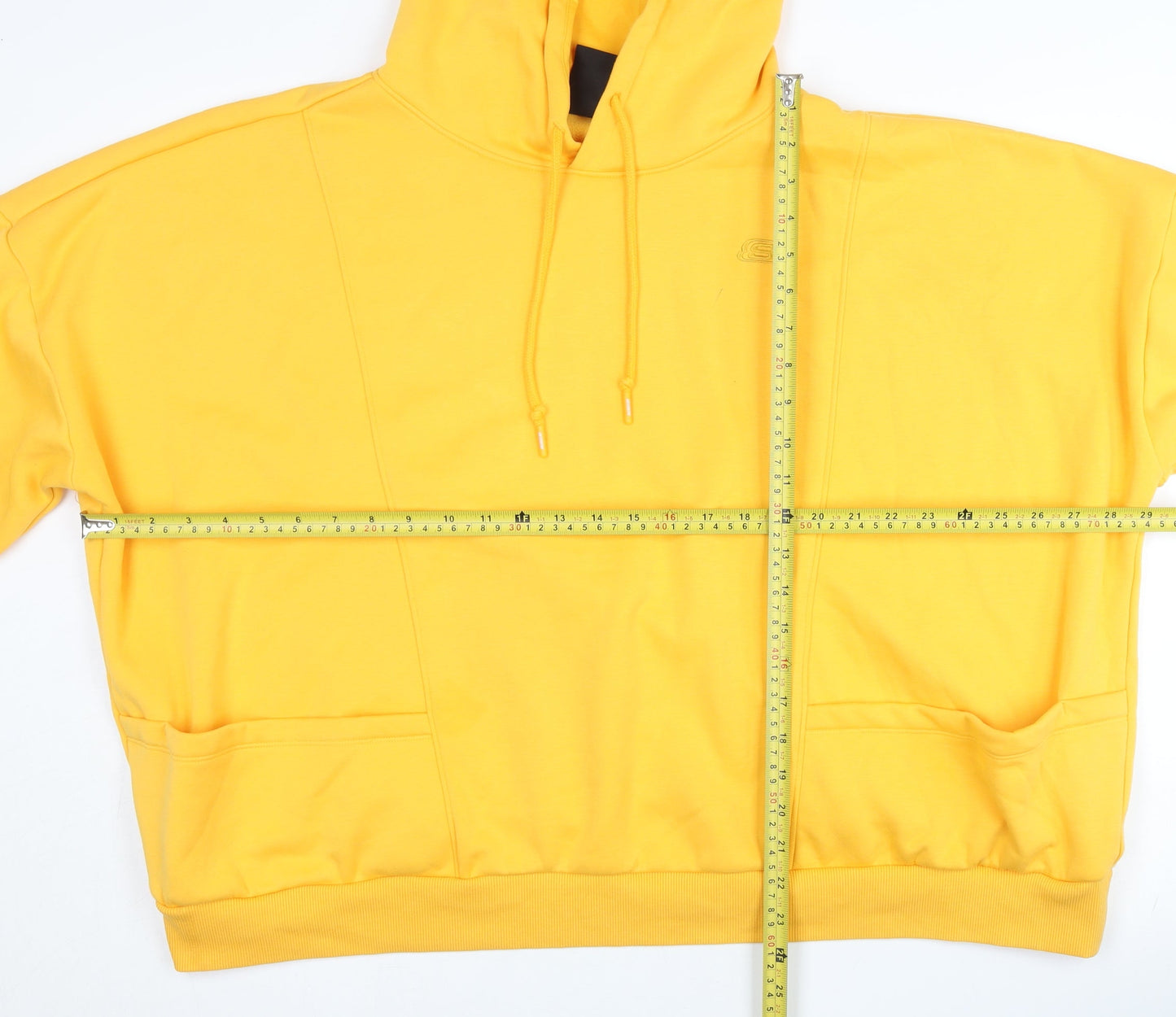 Skechers Womens Yellow Hoodie Size 12 Pullover Fleece Logo