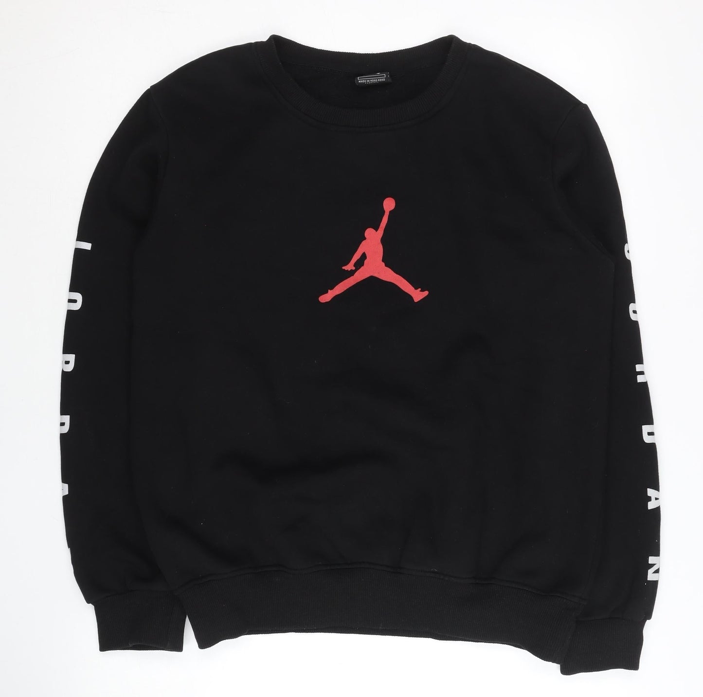 Jordan Womens Black Crew Neck Sweatshirt L Logo Print Pullover