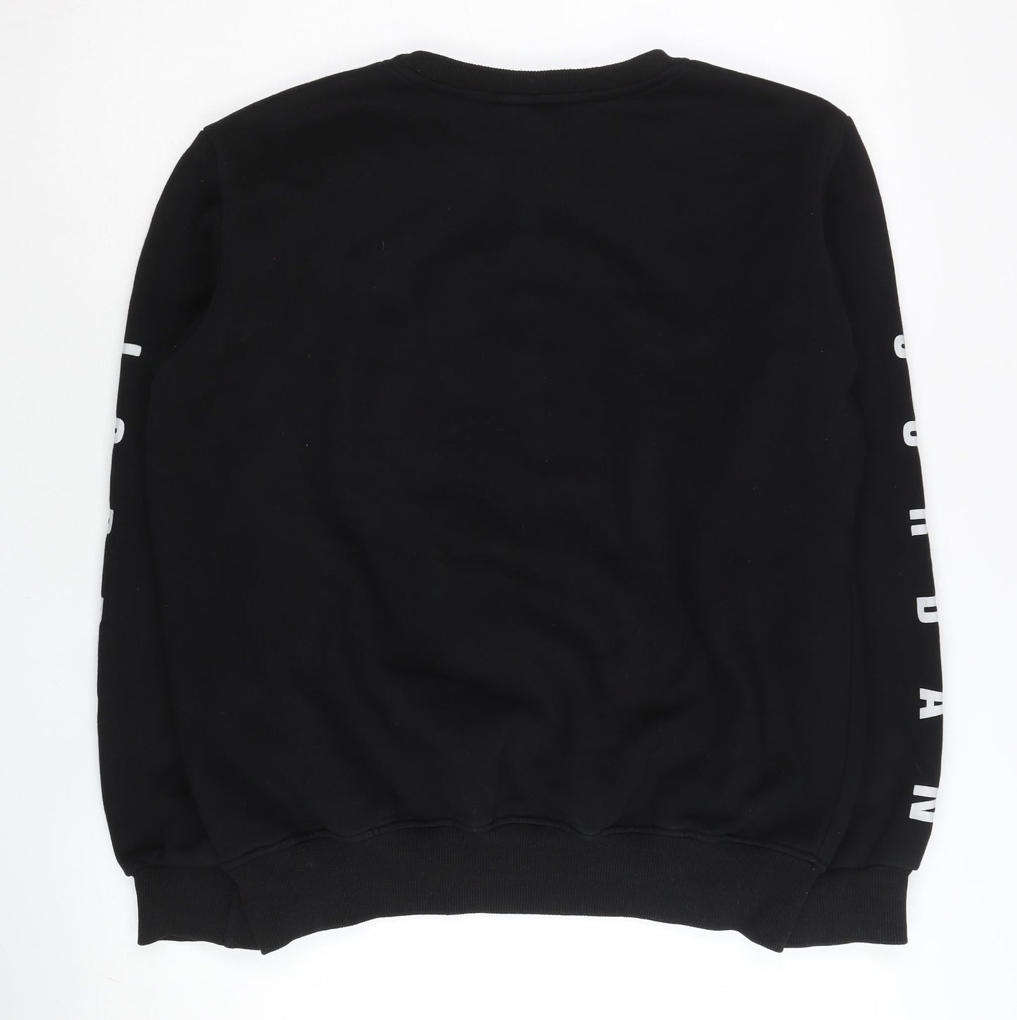 Jordan Womens Black Crew Neck Sweatshirt L Logo Print Pullover