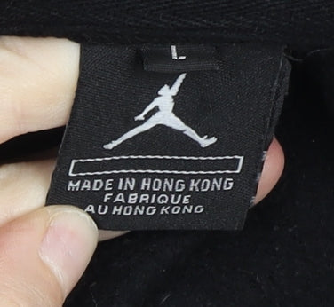 Jordan Womens Black Crew Neck Sweatshirt L Logo Print Pullover