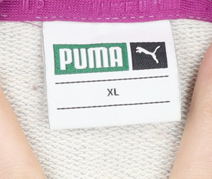 Puma Womens Grey XL Pullover Hoodie Sweatshirt Logo Sportswear