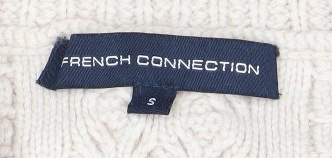French Connection Womens Beige Wool Roll Neck Cable Knit Jumper S