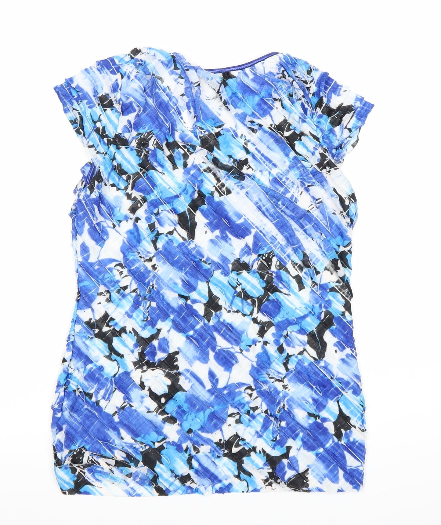 Roman Originals Womens Blue Floral Pleated T-Shirt Size 12