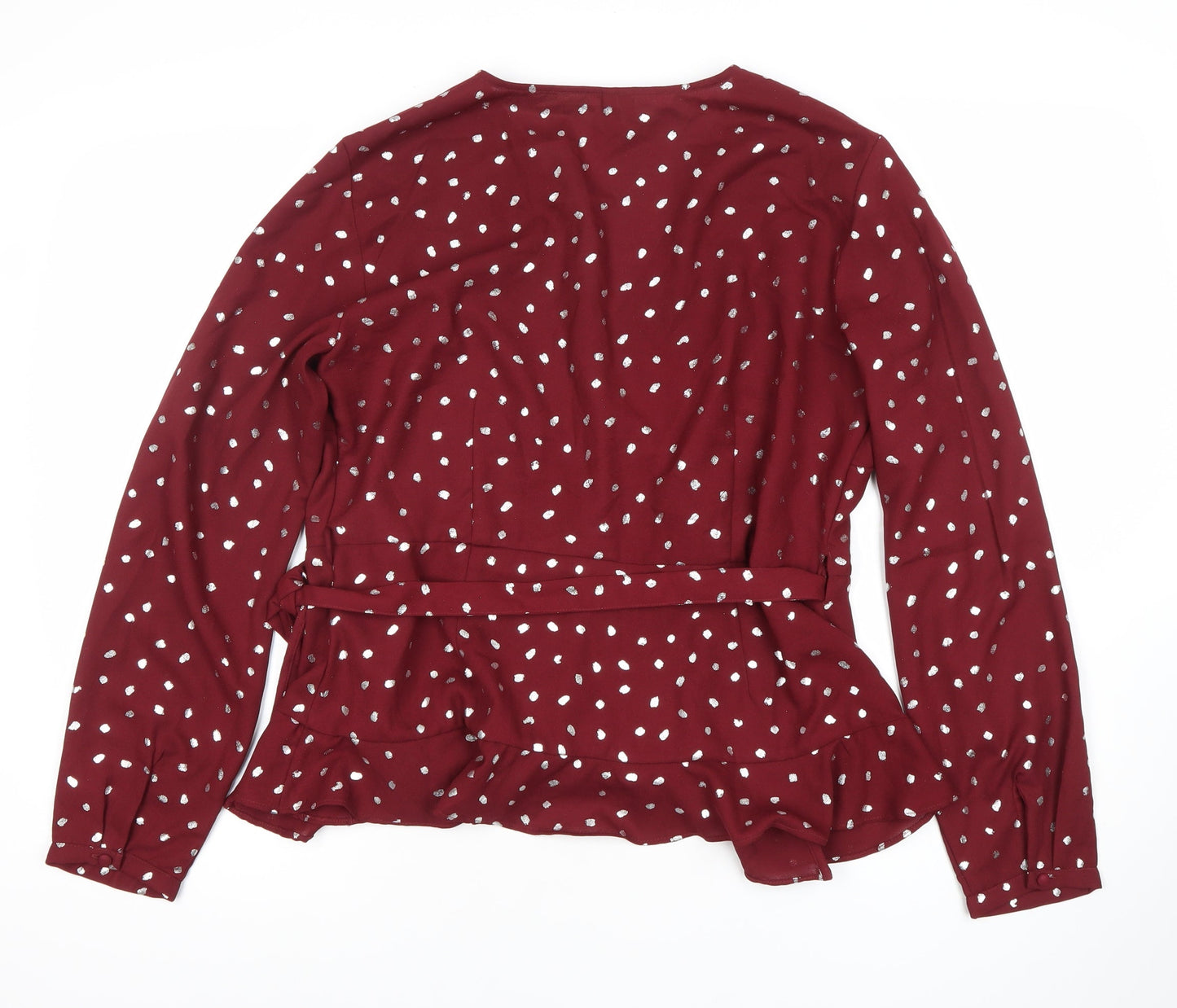 Vero Moda Women’s Red Polka Dot Wrap Blouse XL Long Sleeve