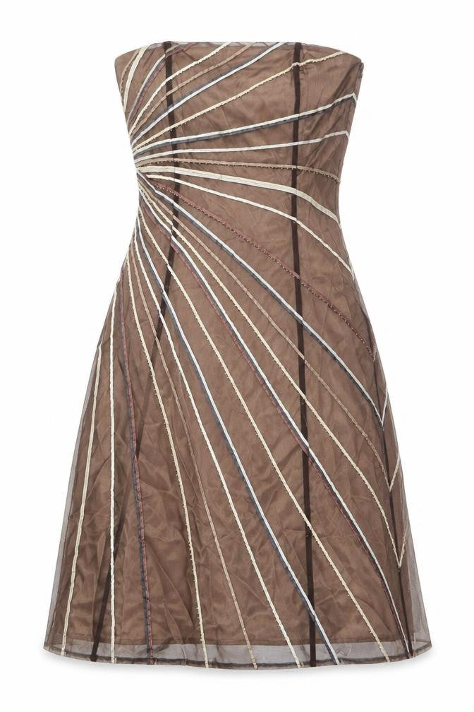 Coast Women Brown Strapless Knee Length Party Dress Size 10