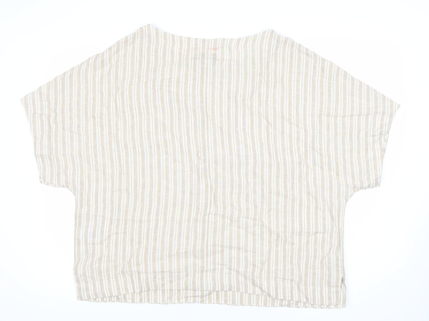 Marks and Spencer Women’s Beige Striped Linen Tunic Blouse Size 18