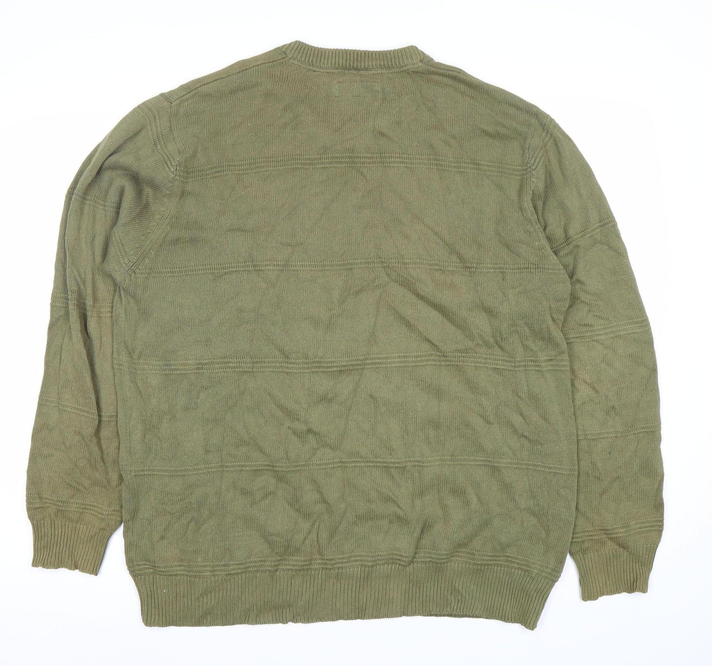 Maine New England Men’s Green Cotton V-Neck Pullover Jumper M