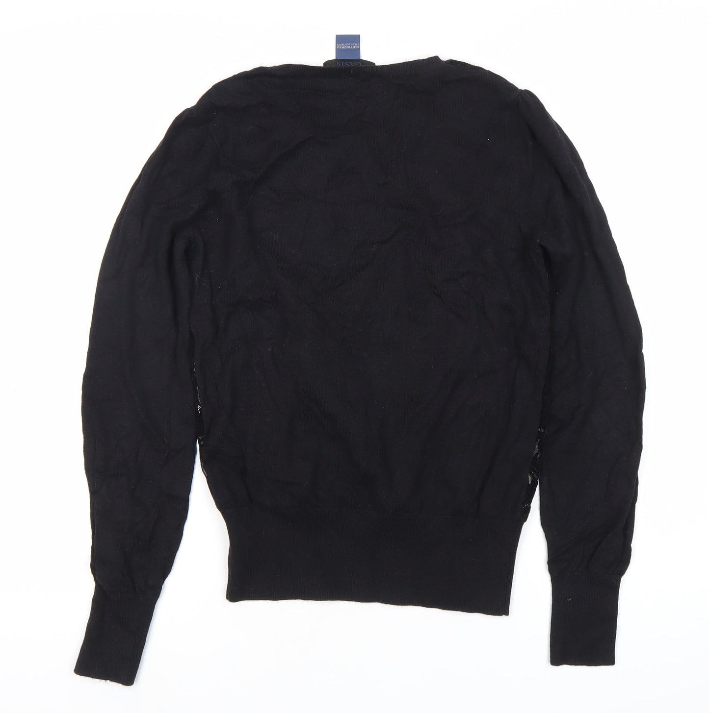 Oasis Womens Black Lace Knit Long Sleeve Blouse Size S