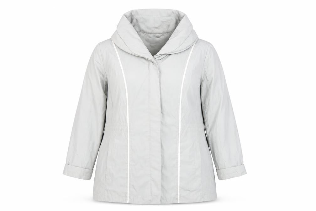 Fabiani Women Grey Hooded Rain Coat Jacket Size 16 Mid-Length