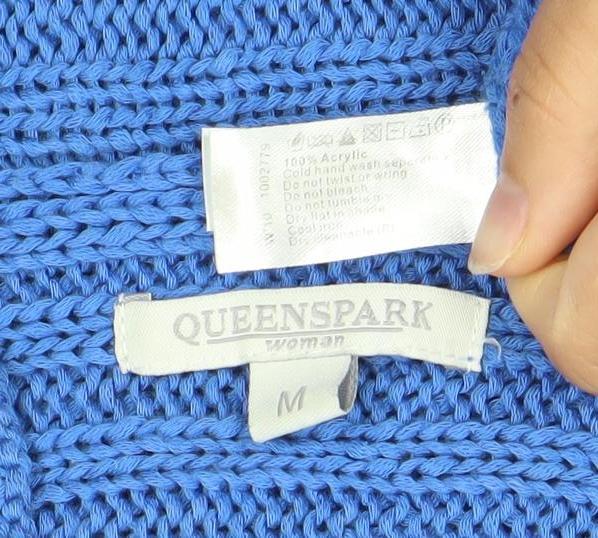 Queenspark Women’s Blue Acrylic V-Neck Pullover Jumper M