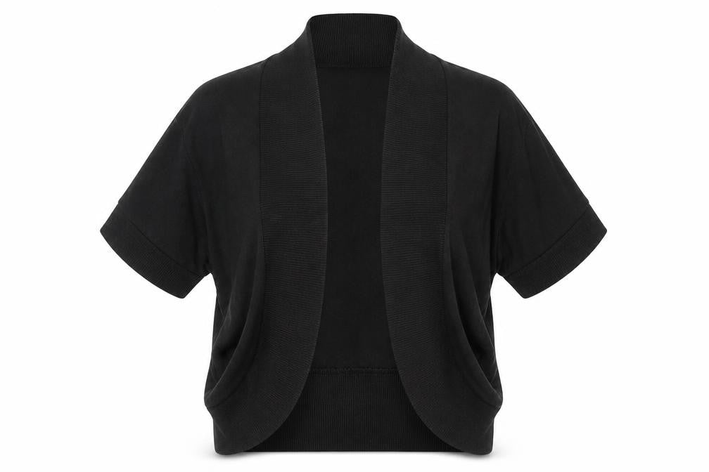 Style Women’s Black Cotton Short Sleeve Cardigan UK 16