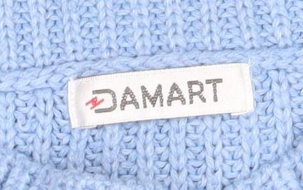 Damart Womens Blue Chunky Knit Mock Neck Jumper Size M