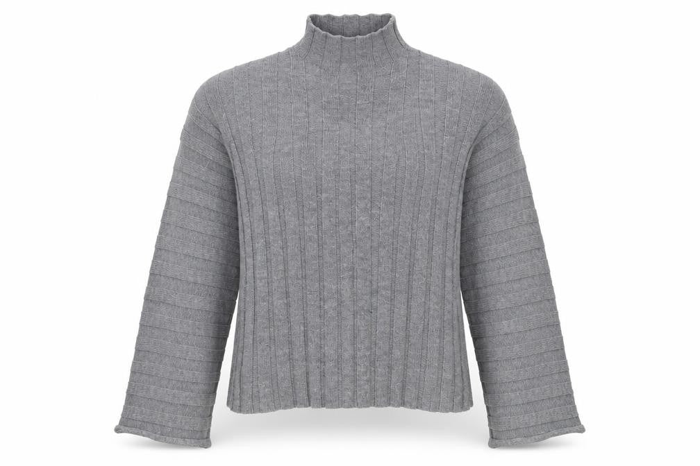Front view of Missguided Women's Grey Wool Blend Ribbed jumper, size 8