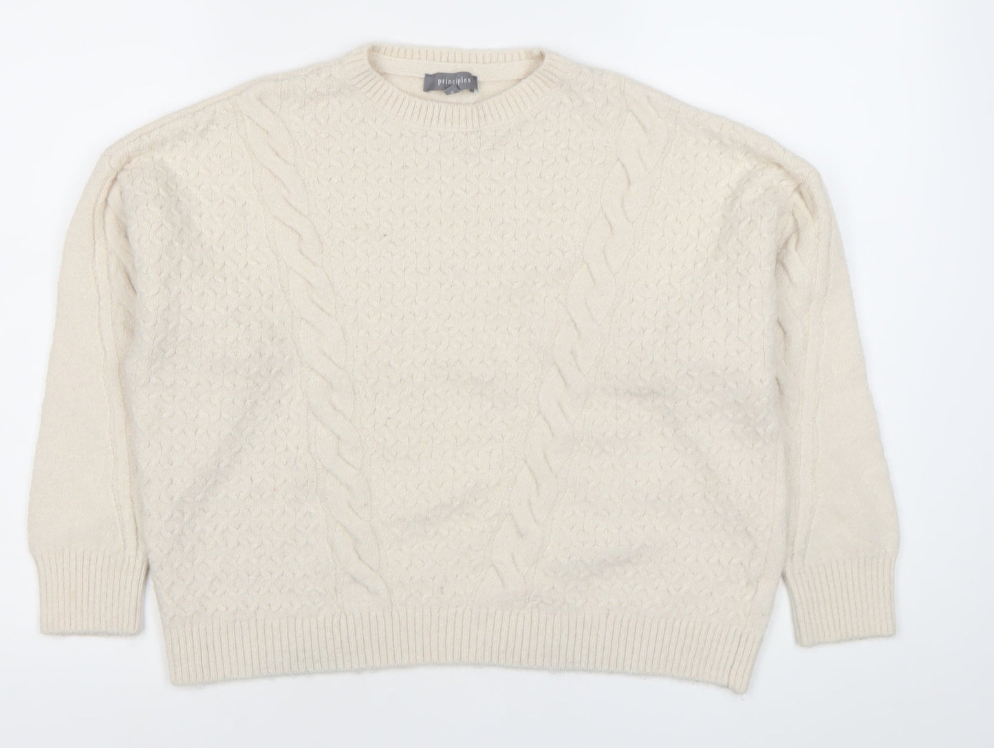 Principles Women’s Ivory Cable Knit Jumper Size 16 Pullover