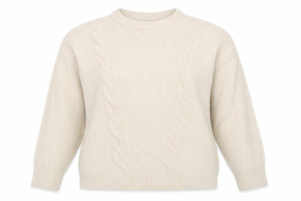 Front view of Principles Women’s Ivory Cable Knit Jumper, size UK 16, Pullover