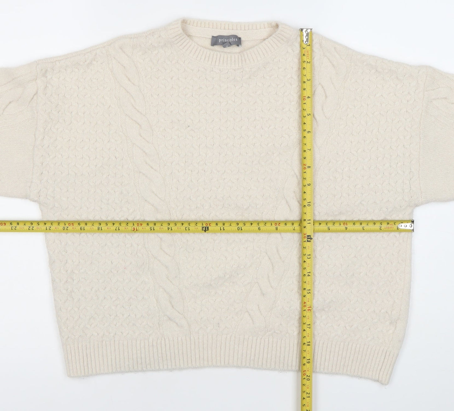 Principles Women’s Ivory Cable Knit Jumper Size 16 Pullover