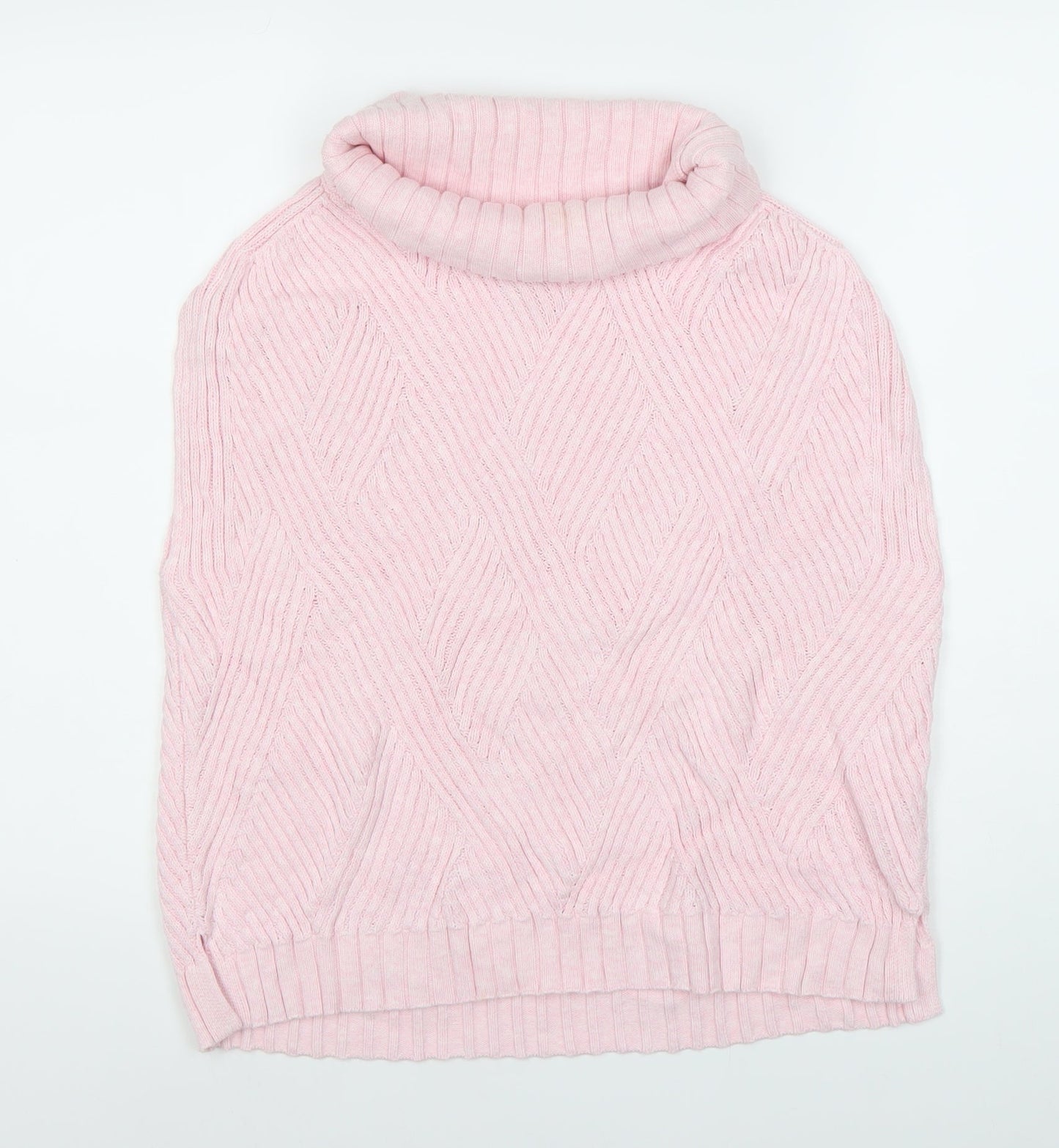 Marble Womens Pink Roll Neck Sleeveless Cable-Knit Jumper Size 14