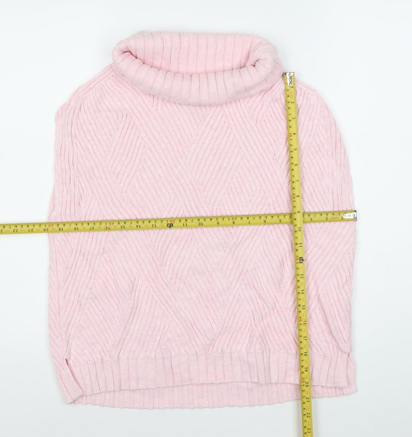Marble Womens Pink Roll Neck Sleeveless Cable-Knit Jumper Size 14