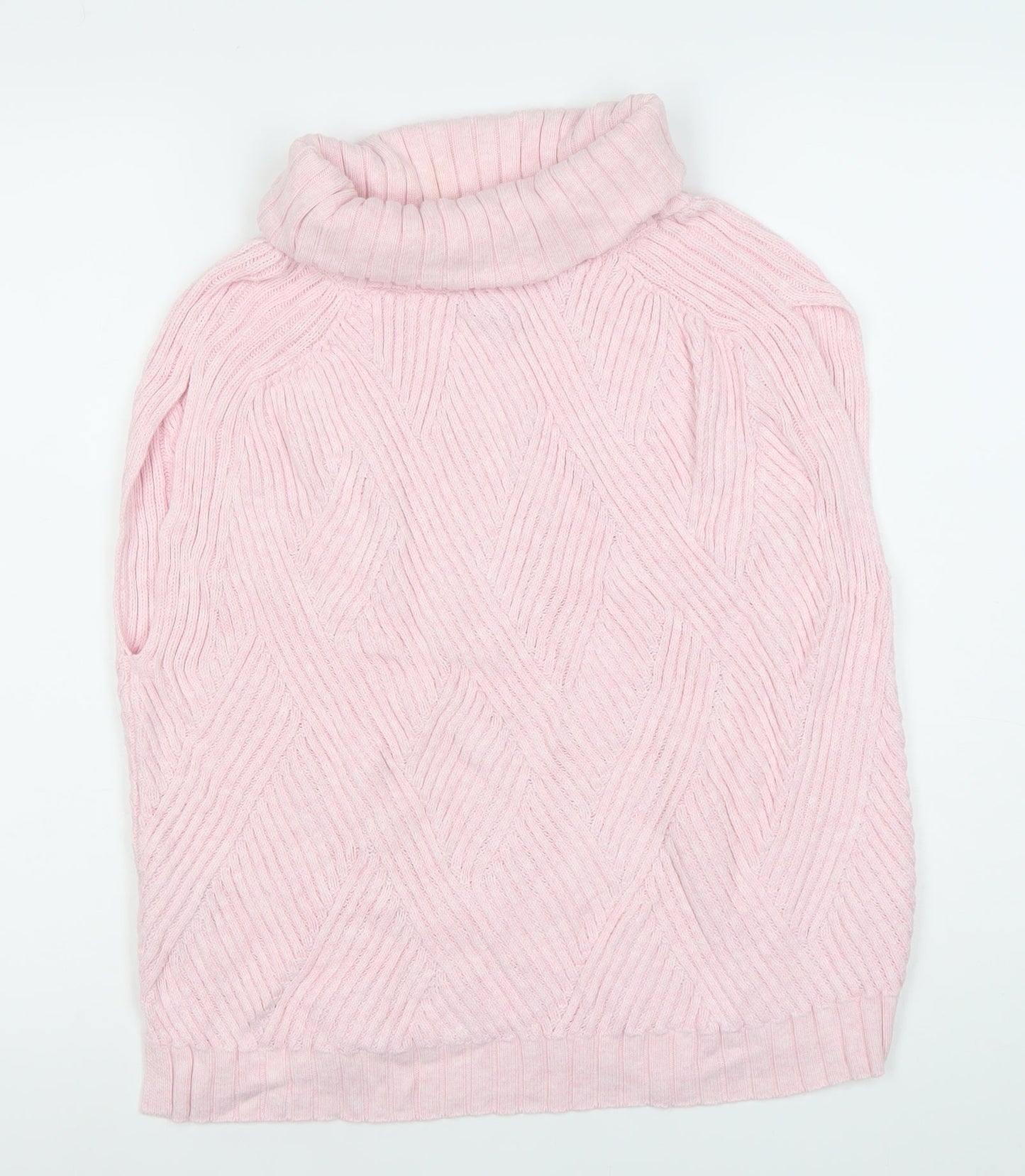 Marble Womens Pink Roll Neck Sleeveless Cable-Knit Jumper Size 14