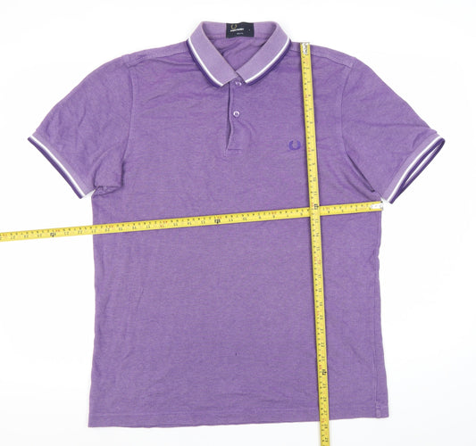 Fred Perry Men's Purple Slim Fit Polo Shirt L Cotton Casual