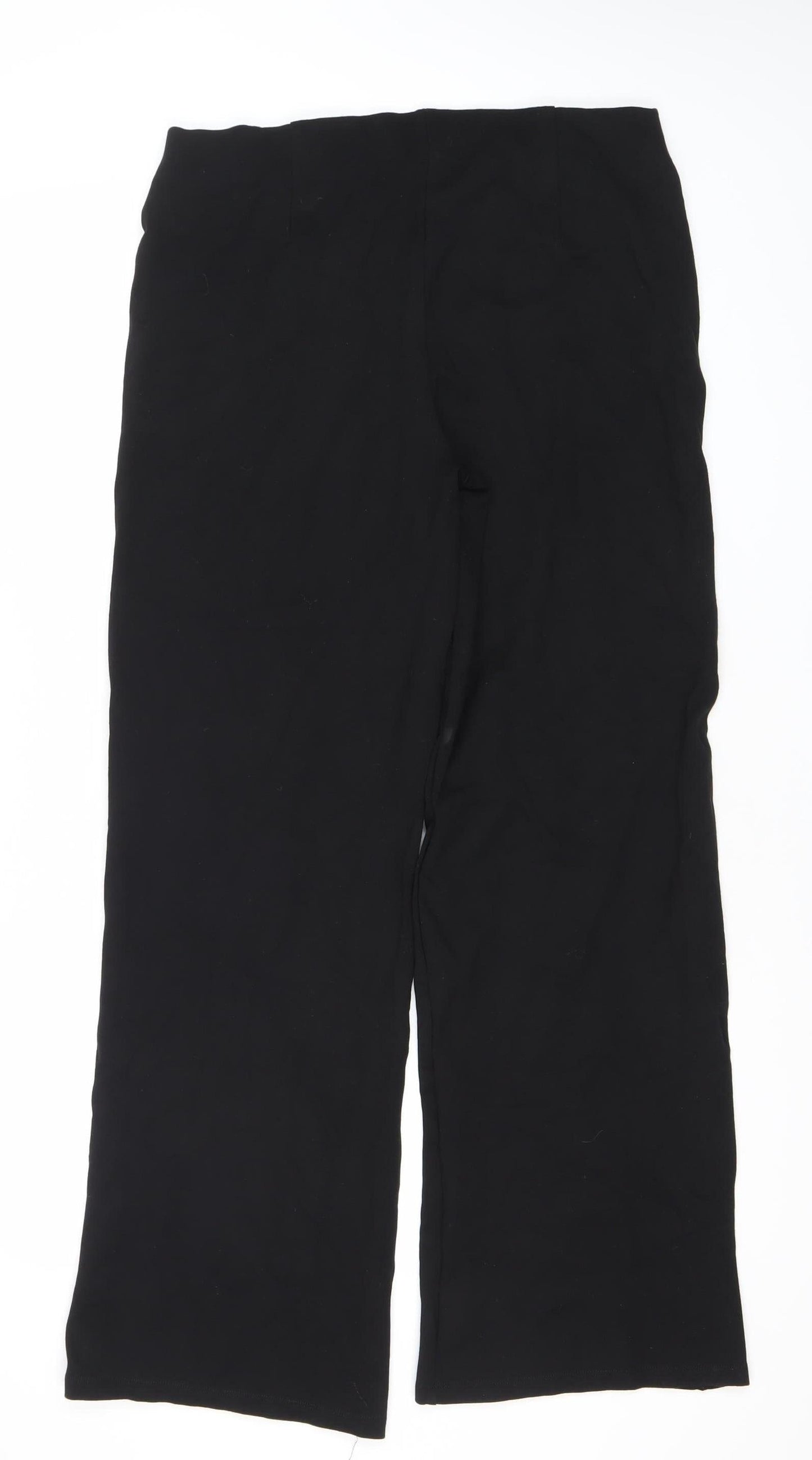 MNG Womens Black Wide-Leg Trousers Size L Viscose Blend
