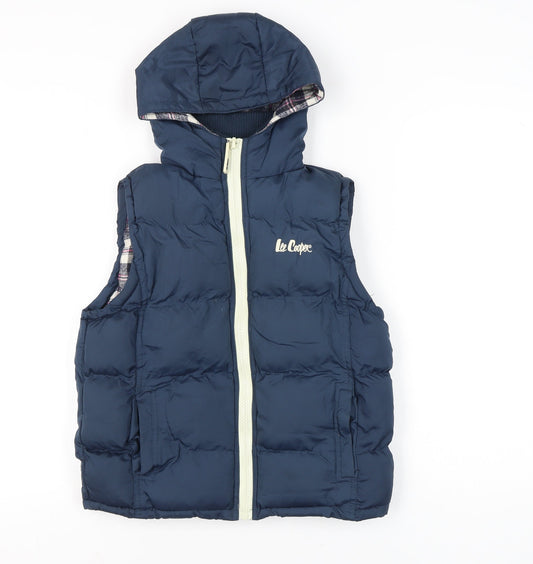 Lee Cooper Women Blue Size 10 Hooded Puffer Waistcoat Sleeveless