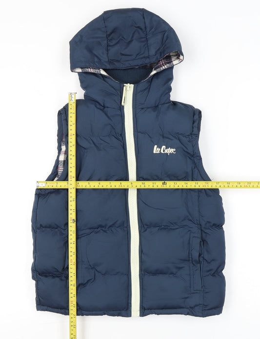 Lee Cooper Women Blue Size 10 Hooded Puffer Waistcoat Sleeveless