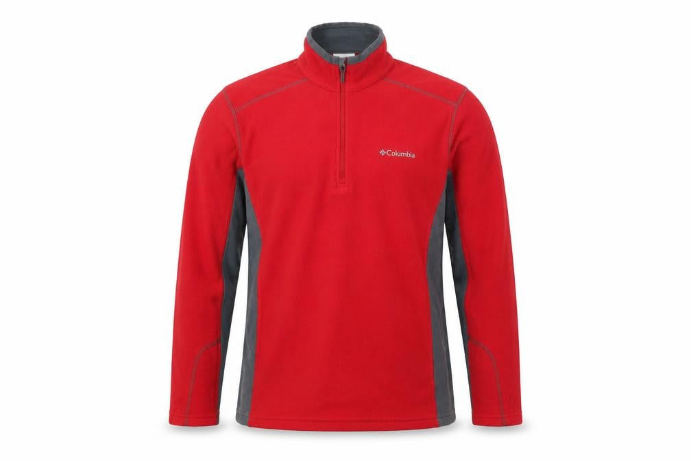 Columbia Mens Red Fleece Pullover Sweatshirt Small Outdoor Hiking