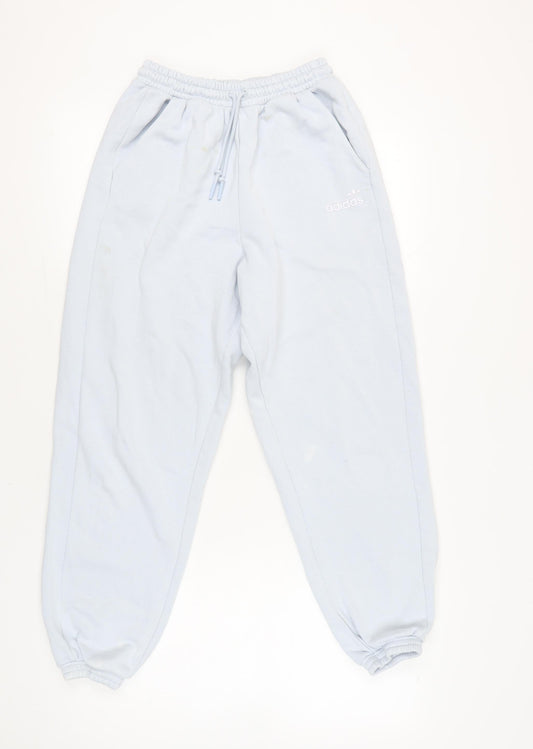 Adidas Womens Blue Sweatpants UK 6 Cotton Blend Joggers
