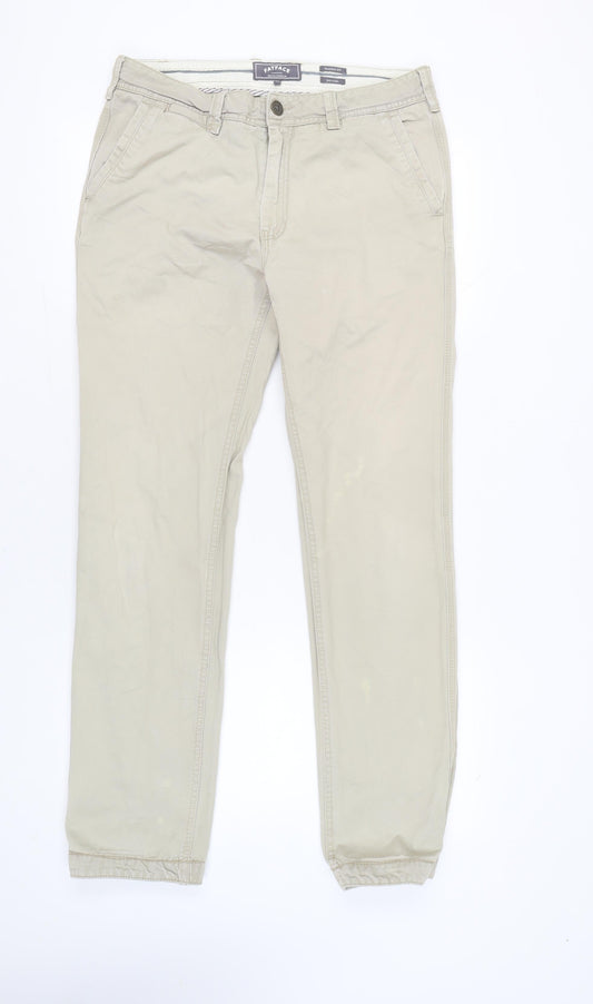 FatFace Men's Beige Chino Trousers Size L 34W 34L Classic Fit