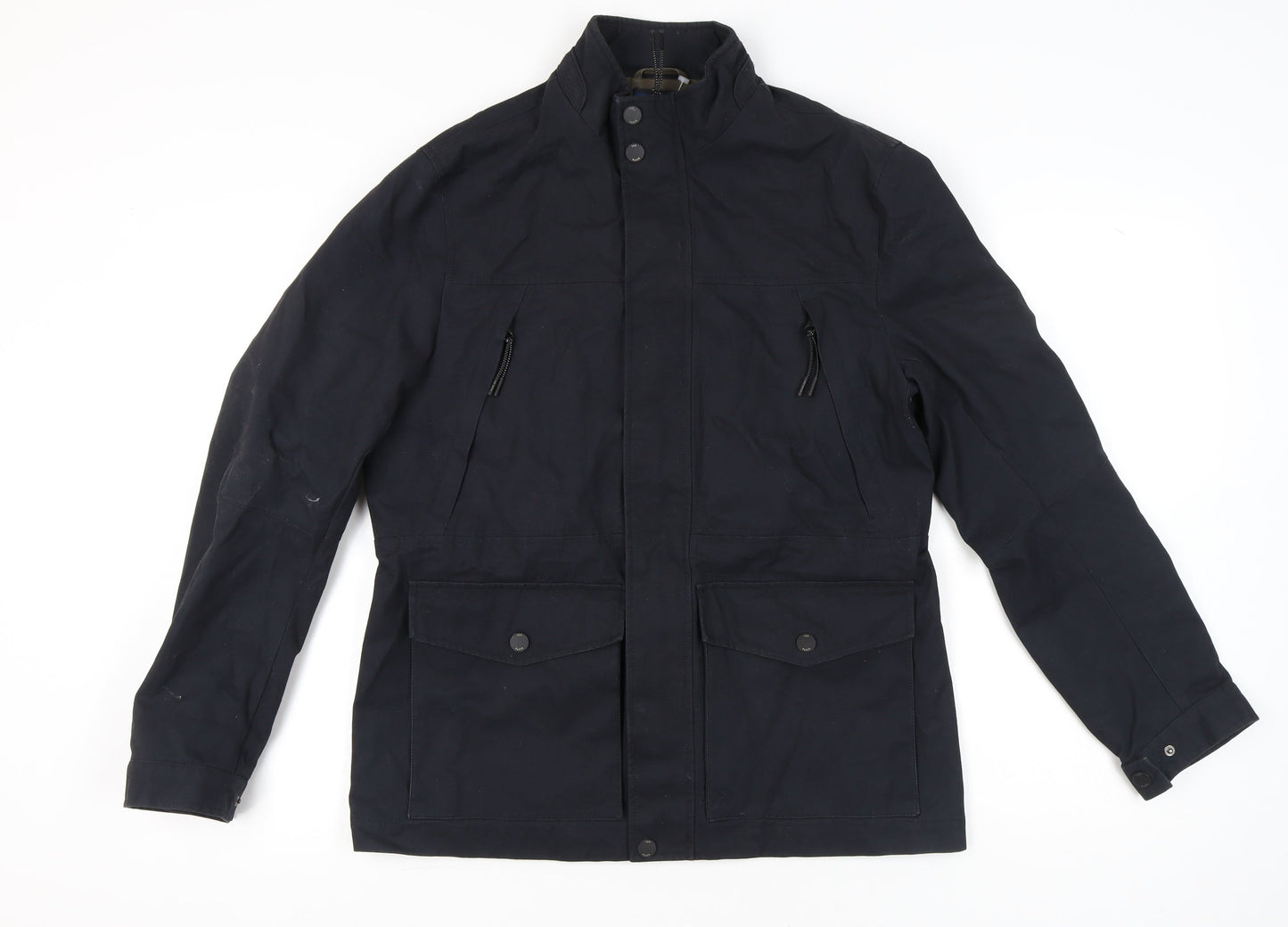 Ted Baker Men's Black Military Jacket Size M Cotton Mid-Length