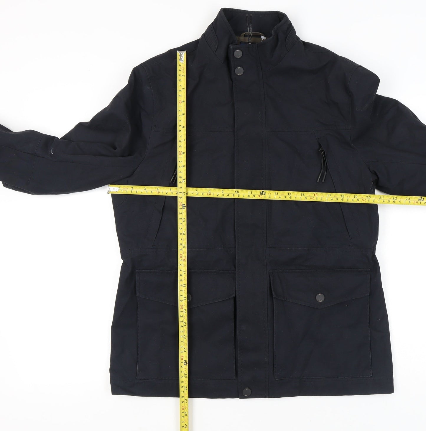 Ted Baker Men's Black Military Jacket Size M Cotton Mid-Length